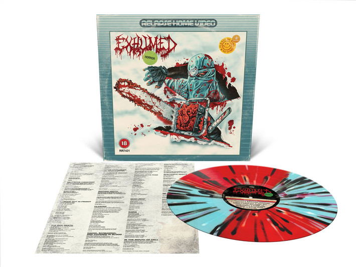 Exhumed 'Horror' LP Electric Blue Blood Red Quad with Red White Black Splatter Vinyl