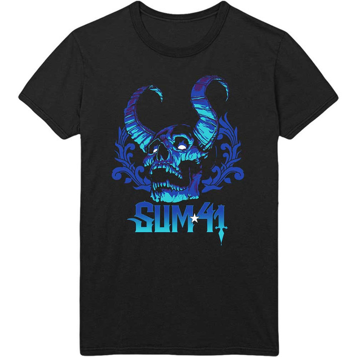 Sum 41 'Blue Demon Skull' (Black) T-Shirt Front