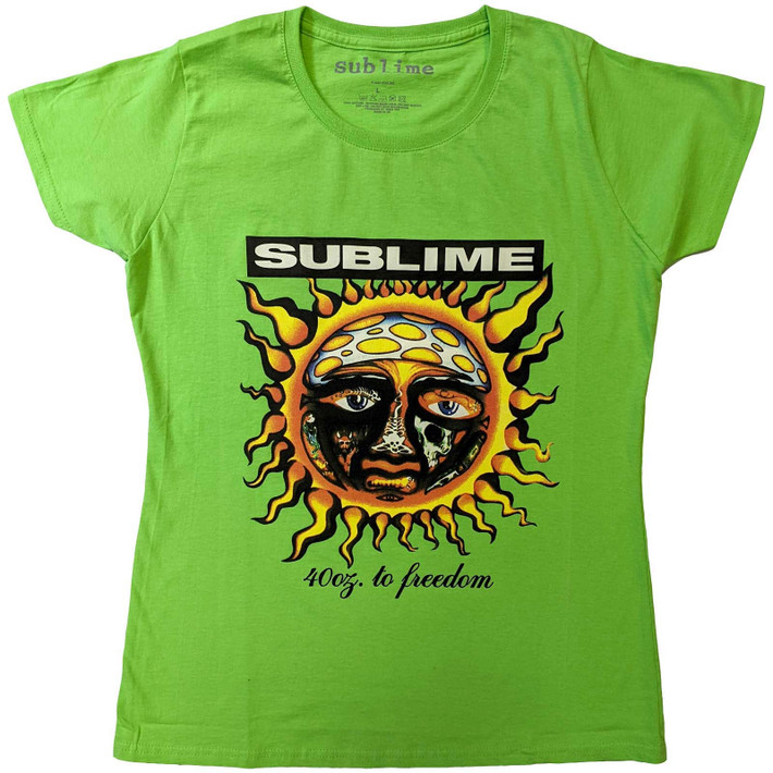 Sublime '40oz To Freedom' (Green) Womens Fitted T-Shirt
