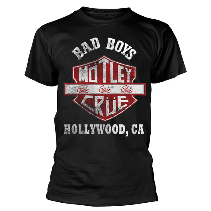 Motley Crue 'Bad Boys Shield' (Black) T-Shirt