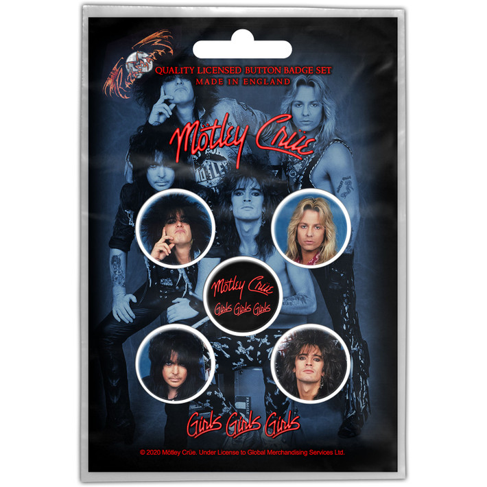 Motley Crue 'Girls, Girls, Girls' Button Badge Pack