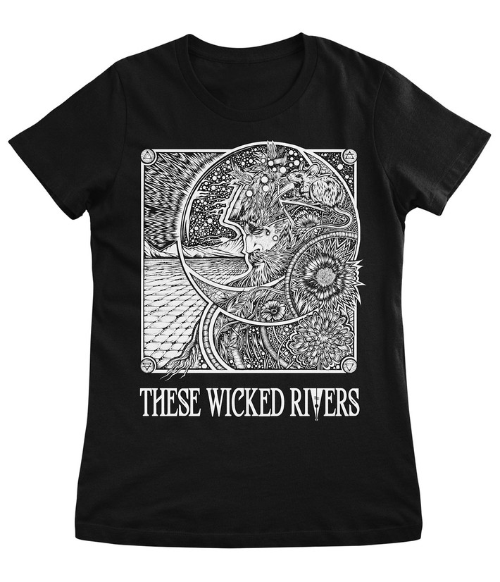 These Wicked Rivers 'Force Of Nature' (Black) Womens Fitted T-Shirt