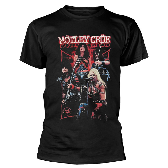 Motley Crue 'Live Montage Red' (Black) T-Shirt