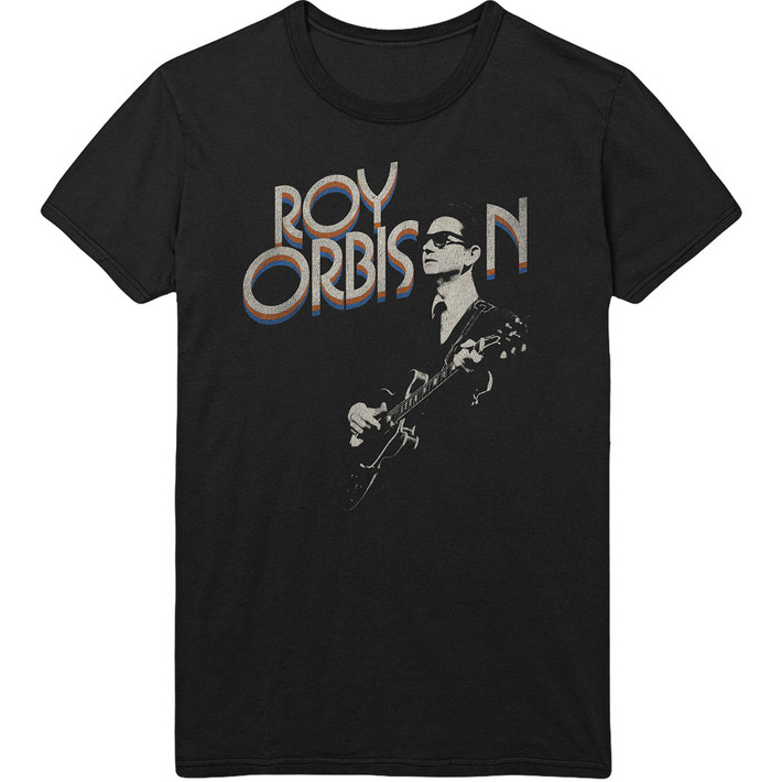 Roy Orbison 'Guitar & Logo' (Black) T-Shirt