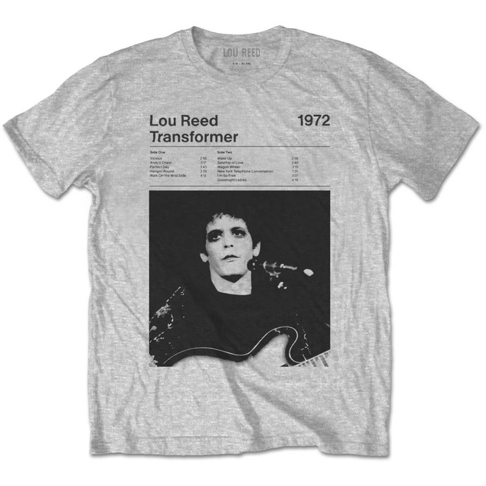 Lou Reed 'Transformer Track List' (Grey) T-Shirt