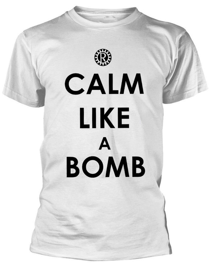 Rage Against The Machine 'Calm Like A Bomb' (White) T-Shirt Front