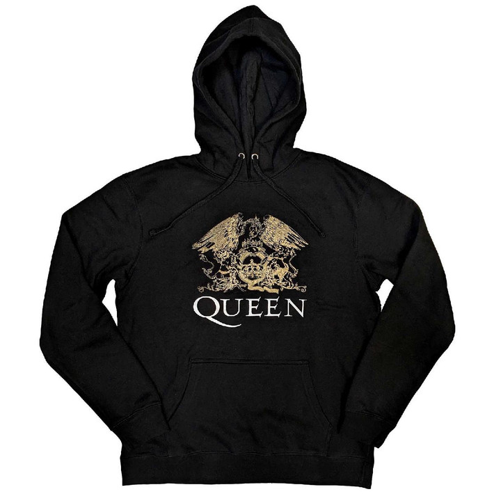 Queen 'Crest' (Black) Pull Over Hoodie