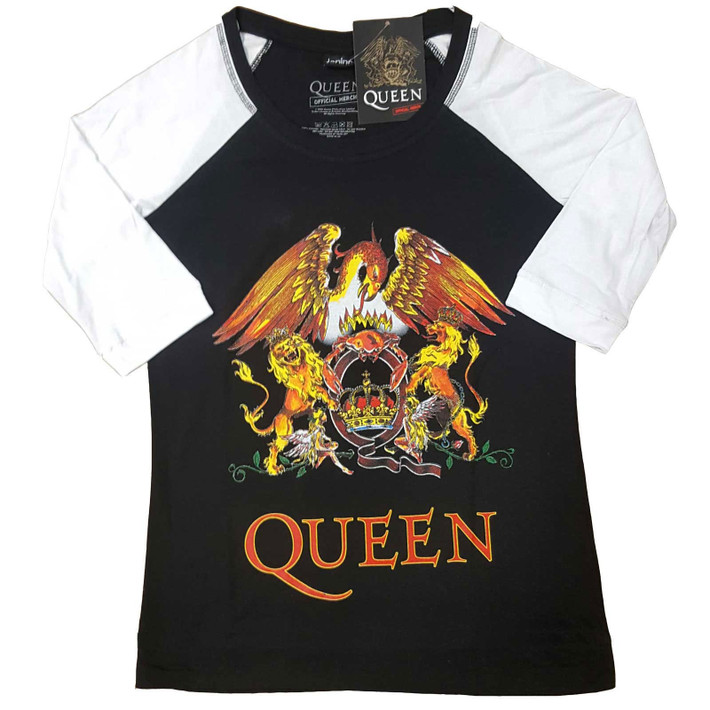 Queen 'Classic Crest' 3/4 Length Raglan Womens Fitted Shirt