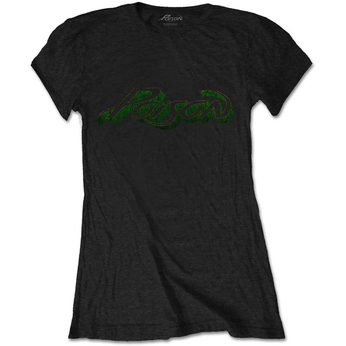 Poison 'Vintage Logo' (Black) Womens Fitted T-Shirt
