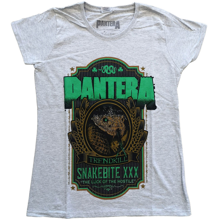 Pantera 'Snakebite XXX Label' (Grey) Womens Fitted T-Shirt