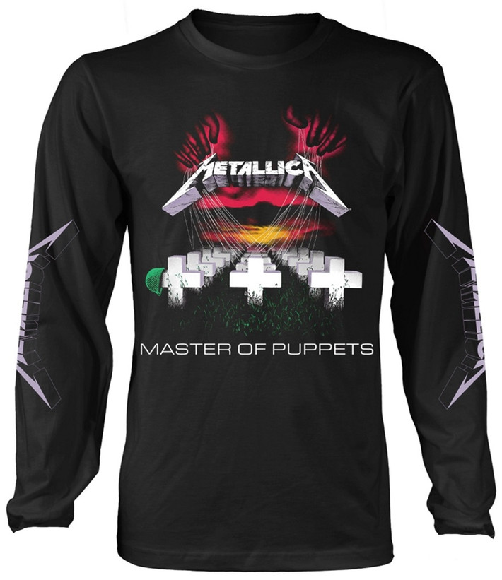 Metallica 'Master Of Puppets Tracks' (Black) Long Sleeve Shirt Front