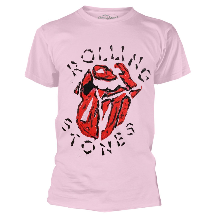 The Rolling Stones 'Hackney Diamonds Painted Tongue' (Pink) T-Shirt