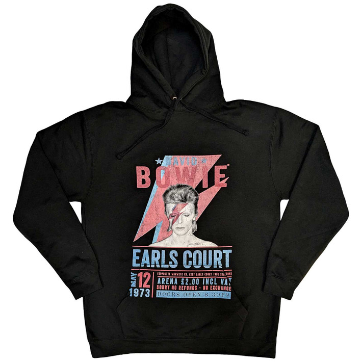 David Bowie 'Earls Court '73' (Black) Pull Over Hoodie