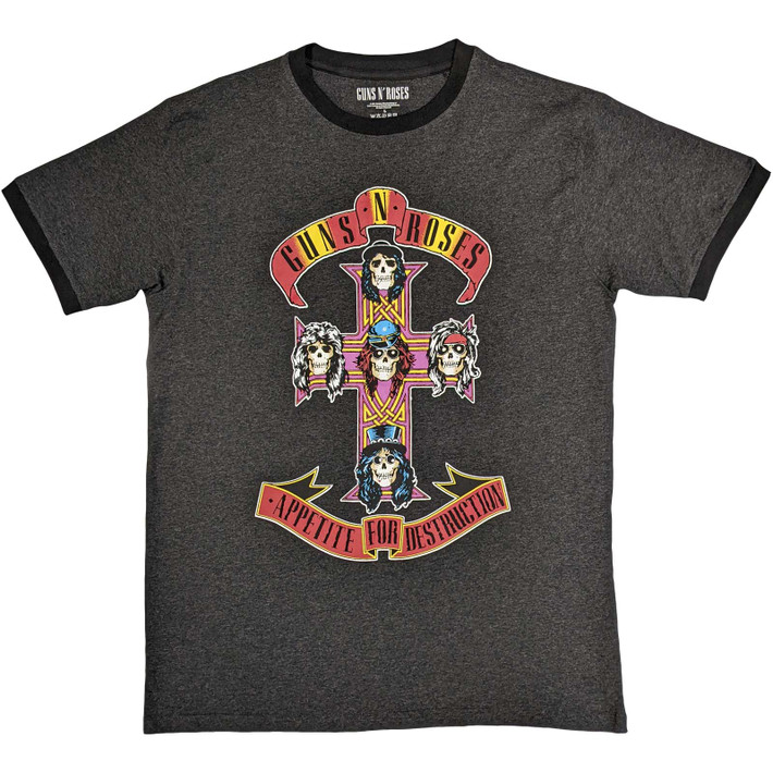 Guns N' Roses 'Appetite for Destruction' (Grey) Eco Ringer T-Shirt