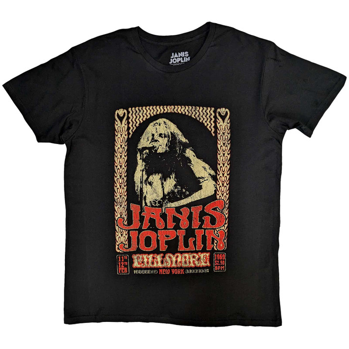 Janis Joplin 'Vintage Poster' (Black) T-Shirt