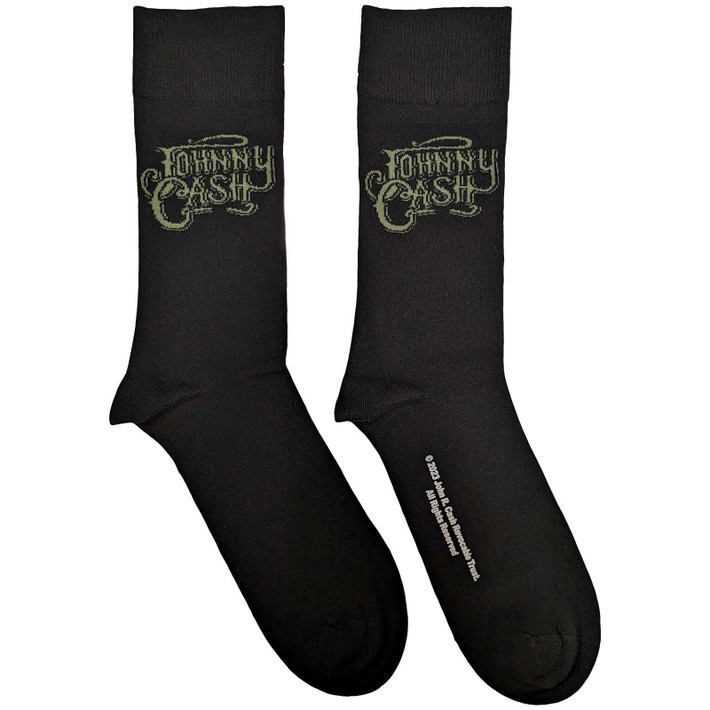 Johnny Cash 'Text Logo' (Black) Socks (One Size = UK 7-11)