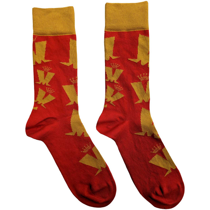 Madness 'Crown & M Pattern' (Red & Yellow) Socks (One Size = UK 7-11)