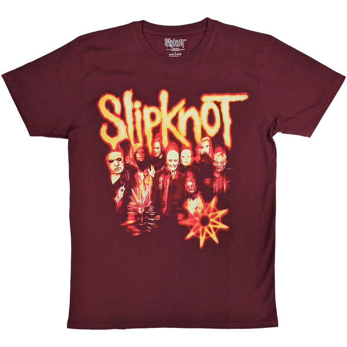 Slipknot 'The End So Far Group Photo Tribal S Nonogram' (Maroon) Eco T-Shirt