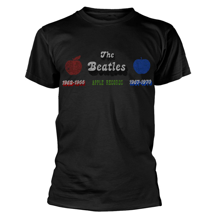 The Beatles 'Apple Years Red & Blue' (Black) T-Shirt