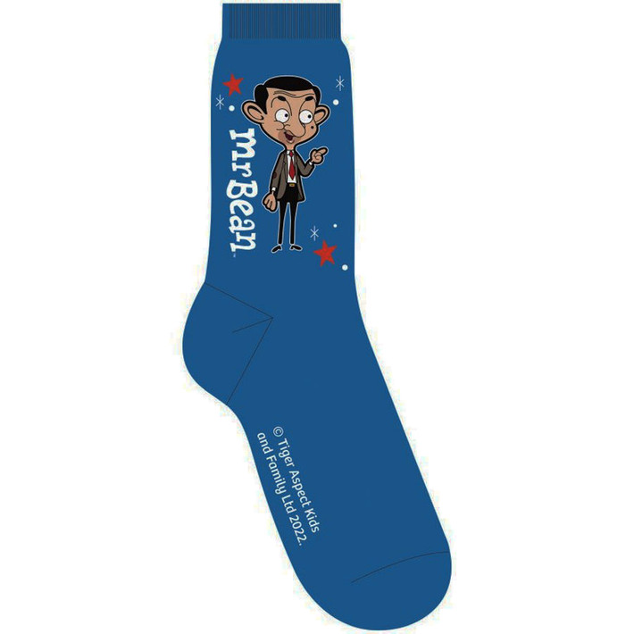 Mr Bean 'Cartoon' (Blue) Socks (One Size = UK 7-11)