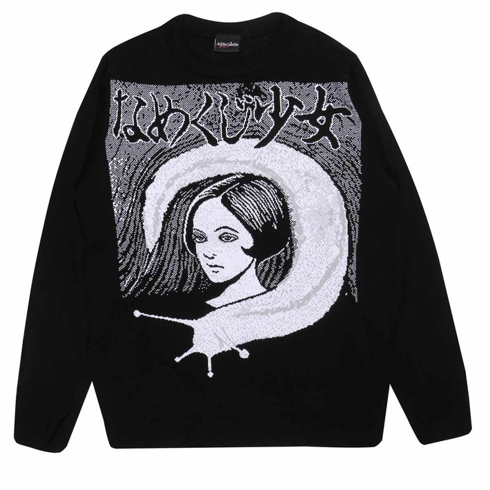 Junji Ito 'Slug Girl' (Black & White) Knitted Sweatshirt