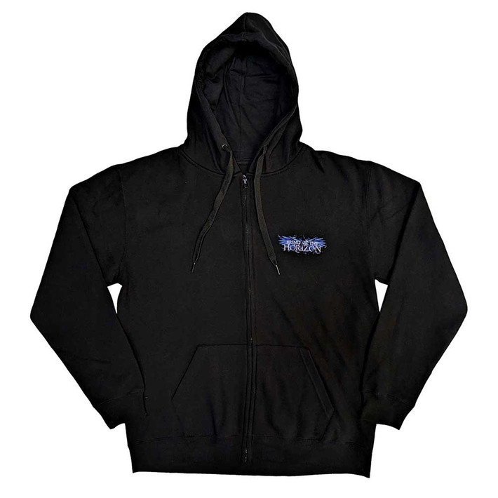 Bring Me The Horizon 'Blue Crow Wings' (Black) Zip Up Hoodie