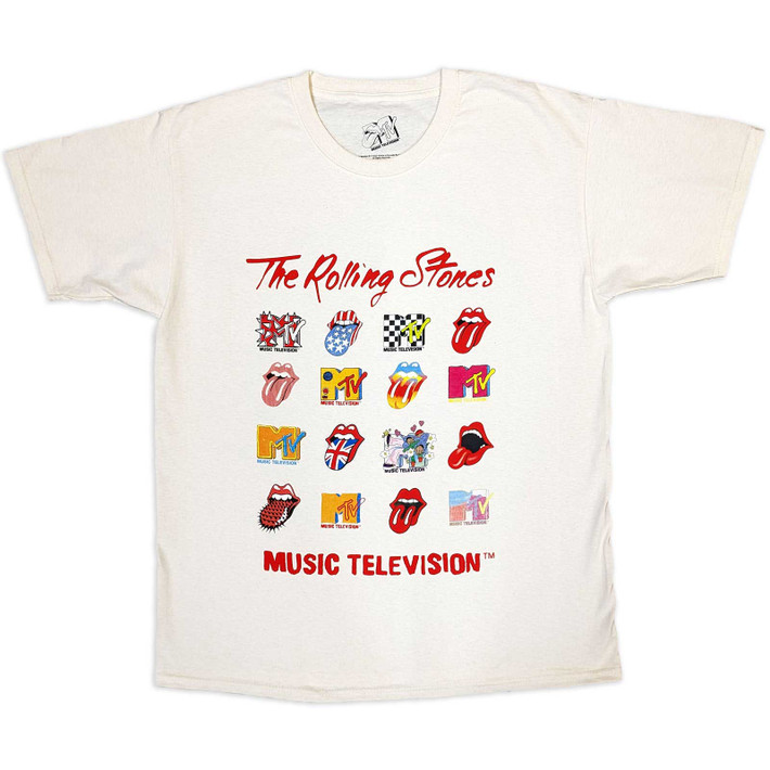 MTV 'The  Rolling Stones Logo Mashup' (Natural) T-Shirt