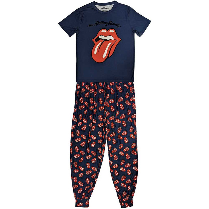 The Rolling Stones 'Classic Tongue' (Navy Blue) Pyjama Set