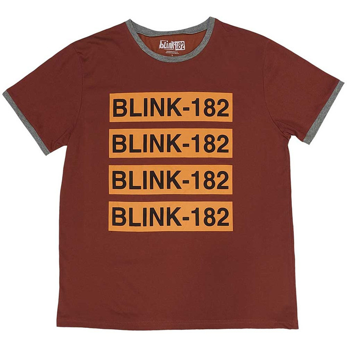 Blink-182 'Logo Repeat' (Red) Ringer T-Shirt