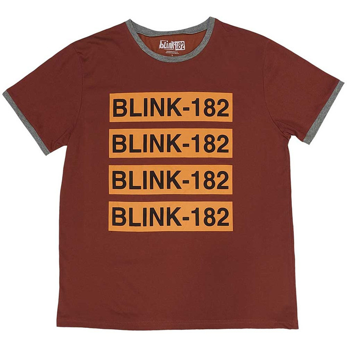 Blink-182 'Logo Repeat' (Red) Ringer T-Shirt Eyesore Merch