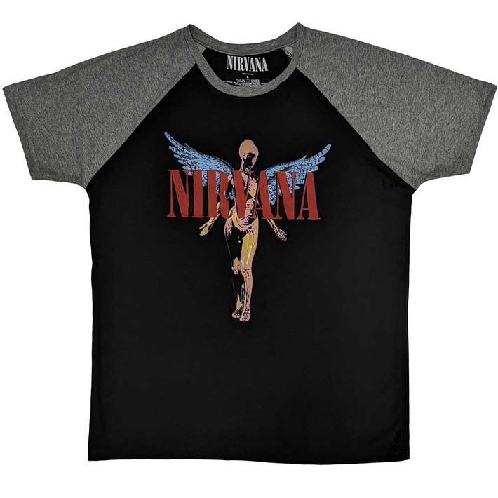 Nirvana 'Angelic' (Grey & Black) Raglan T-Shirt