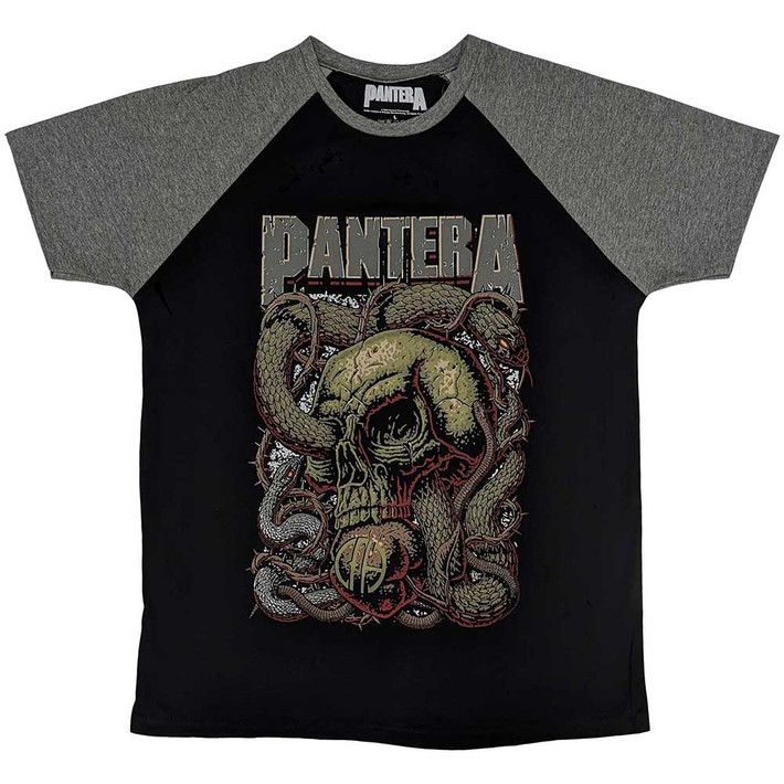 Pantera 'Serpent Skull' (Grey & Black) Raglan T-Shirt