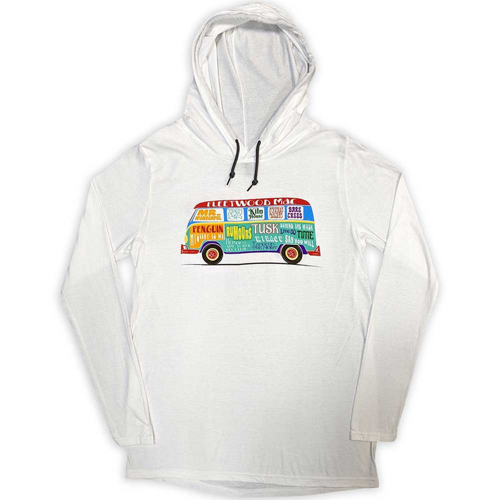 Fleetwood Mac 'Albums Bus Lightweight' (White) Pull Over Hoodie