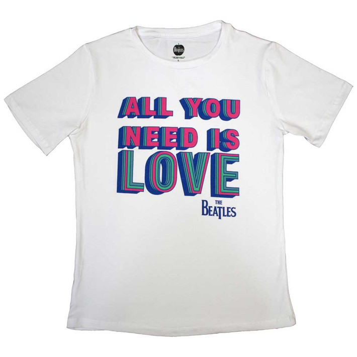 The Beatles 'All You Need Is Love' (White) Womens Fitted T-Shirt