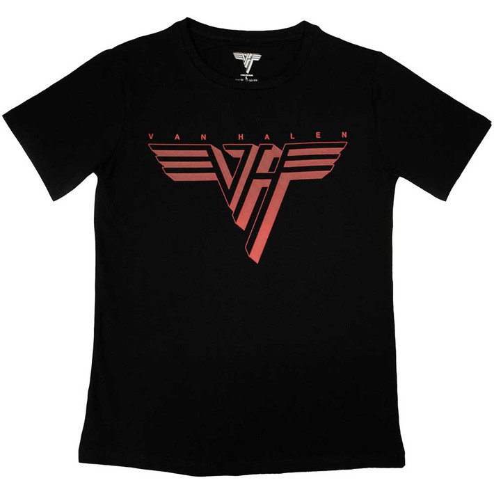 Van Halen 'Classic Red Logo' (Black) Womens Fitted T-Shirt
