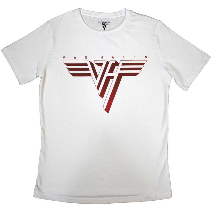 Van Halen 'Classic Red Logo' (White) Womens Fitted T-Shirt