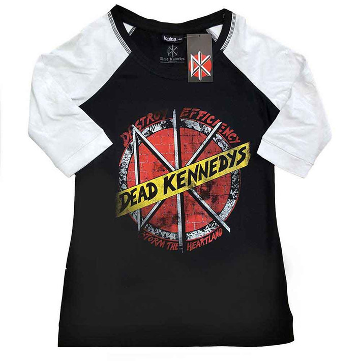 Dead Kennedys 'Destroy' 3/4 Length Raglan Womens Fitted Shirt