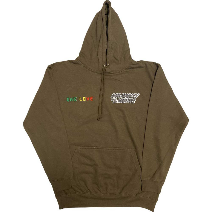 Bob Marley 'One Love Wailers Mic Photo' (Green) Pull Over Hoodie