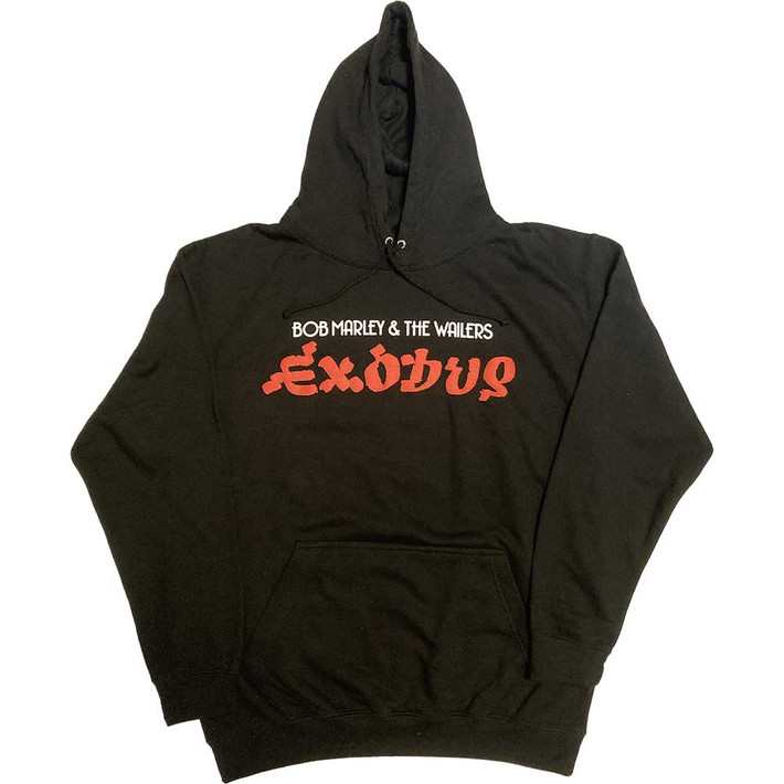 Bob Marley 'Exodus Mic Photo Wailers Tour 77' (Black) Hi-Build Pull Over Hoodie