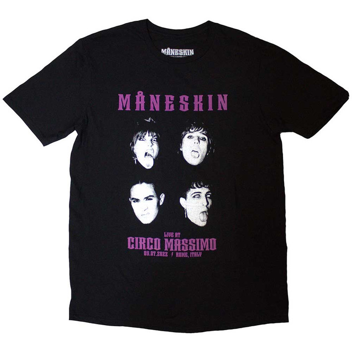 Maneskin 'Live At Circo Massimo 2022 Faces' (Black) T-Shirt