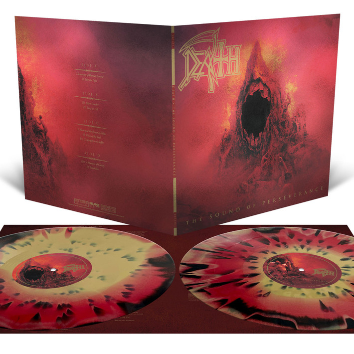 Death 'The Sound of Perseverance' 2LP Foil Jacket  Black, Red and Gold Tri Color Merge with Splatter Vinyl