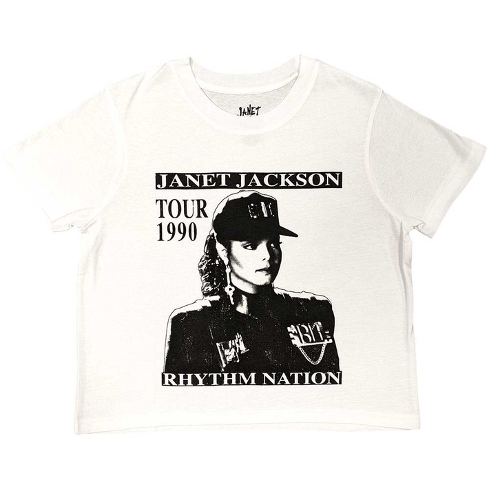 Janet Jackson 'Rhythm Nation' (White) Eco Womens Crop Top