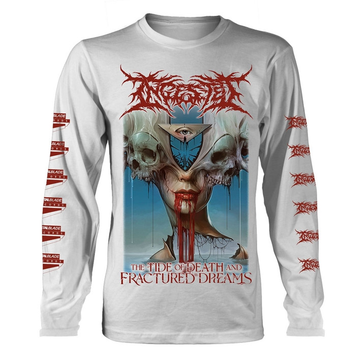Ingested 'The Tide Of Death And Fractured Dreams' (White) Long Sleeve Shirt Front