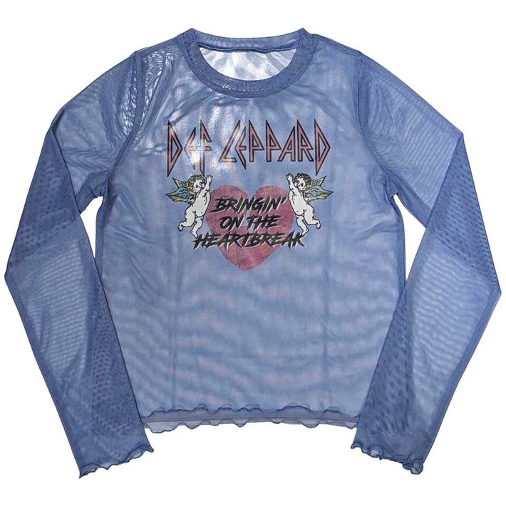 Def Leppard 'Bringin On The Heartbreak' (Blue) Womens Mesh Crop Top