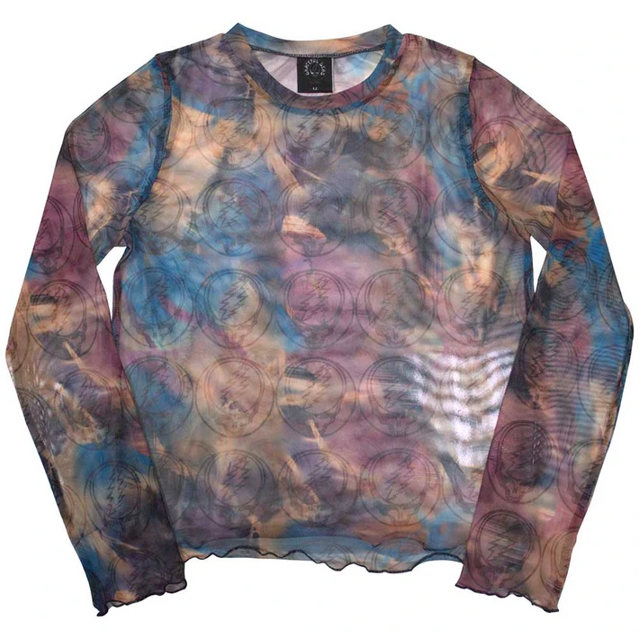 Grateful Dead 'Stealy AOP' (Purple) Womens Mesh Crop Top