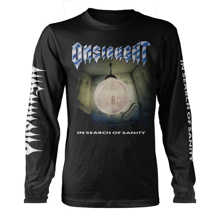 Onslaught 'In Search Of Sanity' (Black) Long Sleeve Shirt Front Print