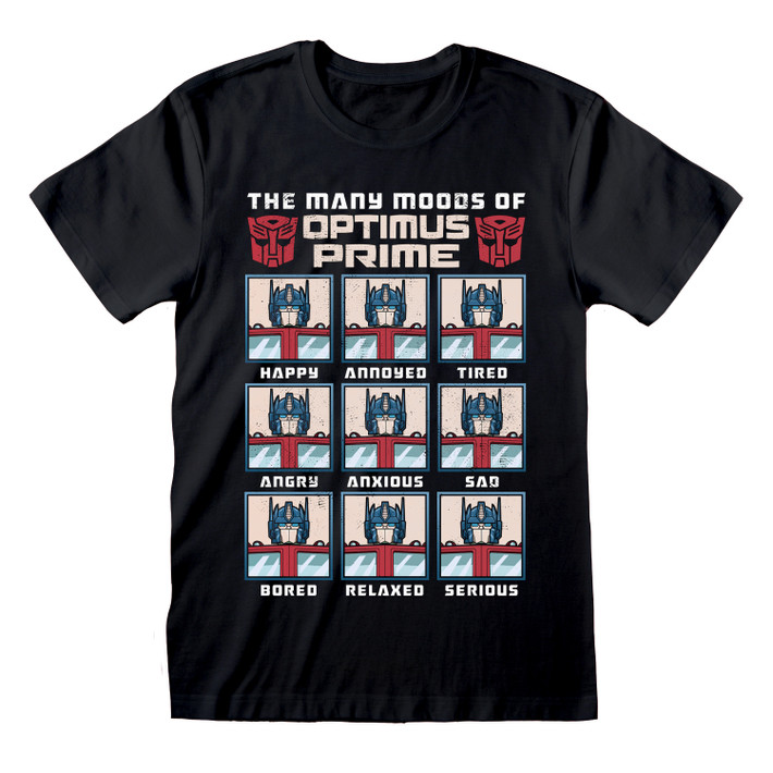 Transformers 'Many Moods Of Optimus Prime' (Black) T-Shirt