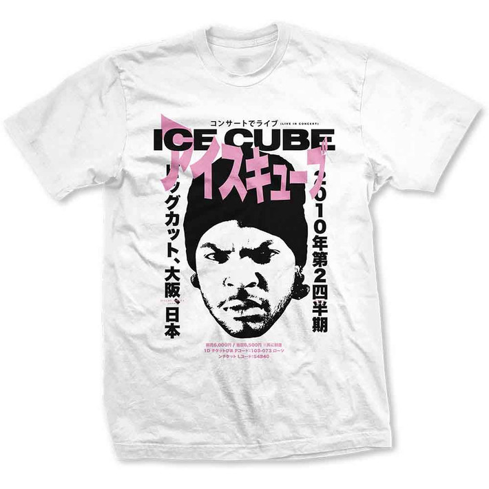 Ice Cube 'Beanie Kanji' (White) T-Shirt Front Print