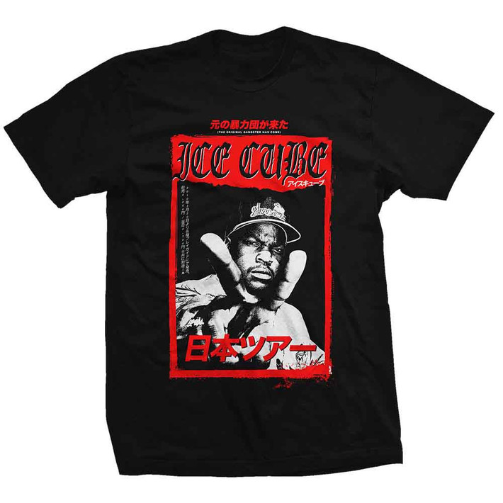 Ice Cube 'Kanji Peace Sign' (Black) T-Shirt Front Print