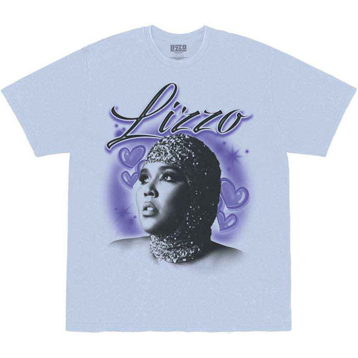 Lizzo 'Special Hearts Airbrush' (Light Blue) T-Shirt